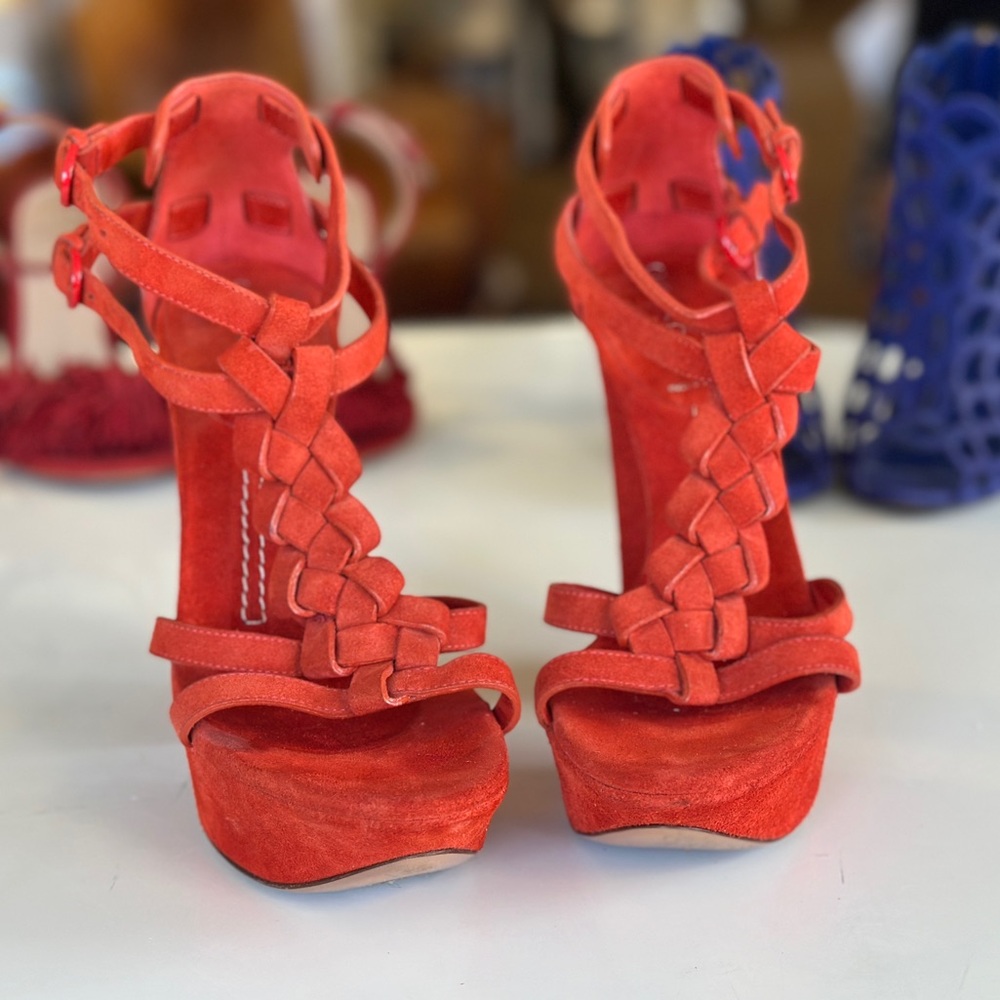 CASADEI SUEDE PLATFORM SANDALS